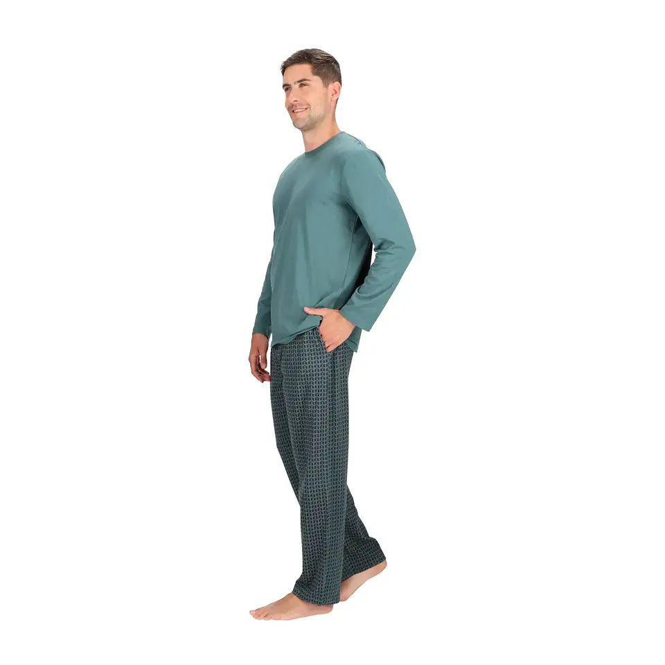 Pijama Larga Algodón Verde 2