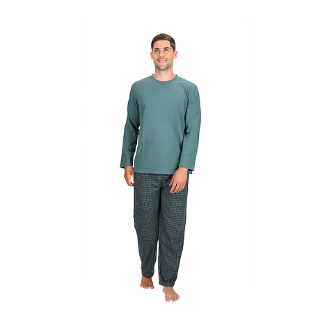 Pijama Larga Algodón Verde