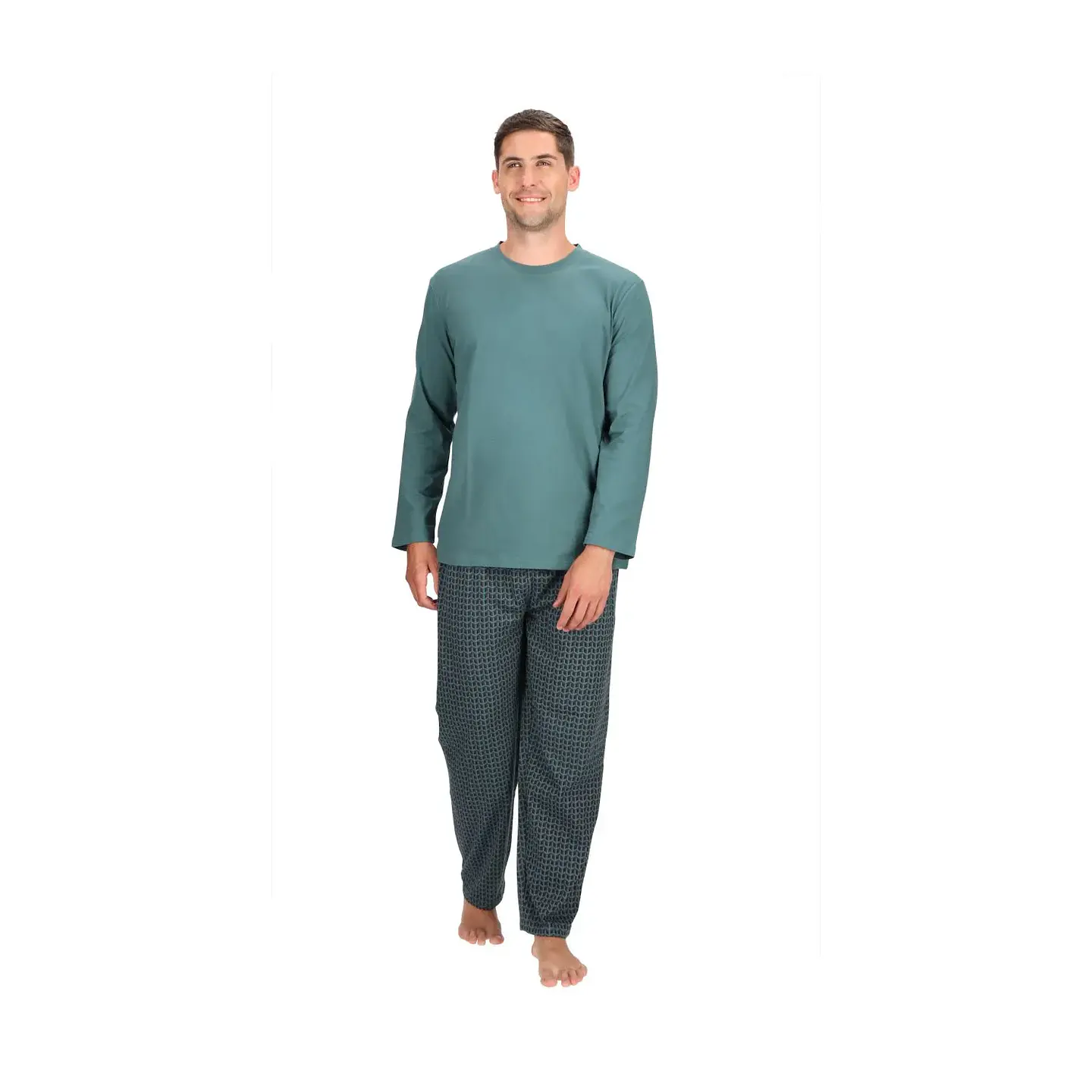 Pijama Larga Algodón Verde 1