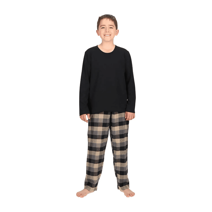 Pijama Larga Negra Algodón Juvenil  4