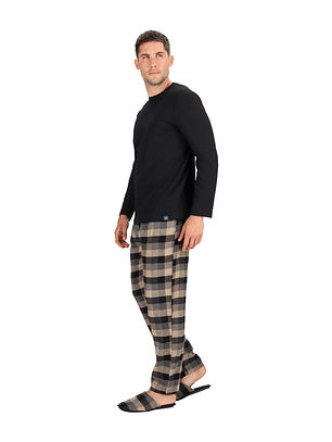 Pijama Largo Algodón con Pantuflas