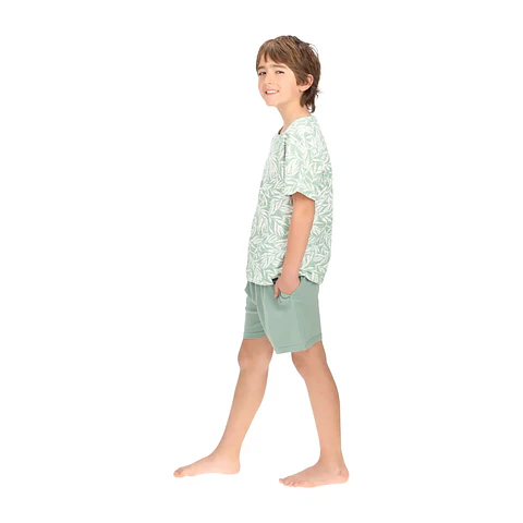 Pijama Corto Algodón Verde claro Infantil