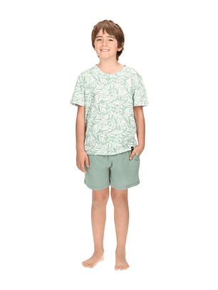 Pijama Corto Algodón Verde claro Infantil