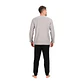 Pijama Largo Algodón Gris - Miniatura 3