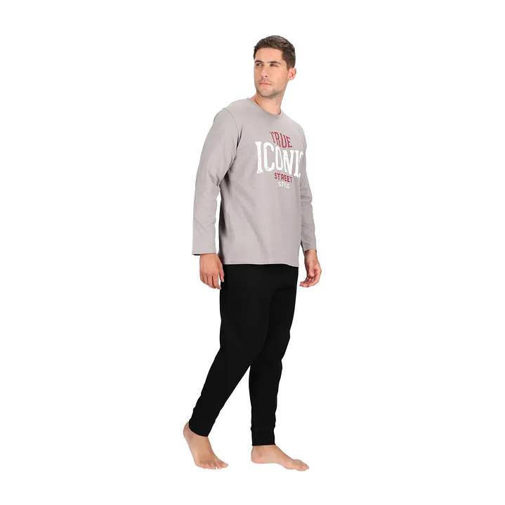 Pijama Largo Algodón Gris 2