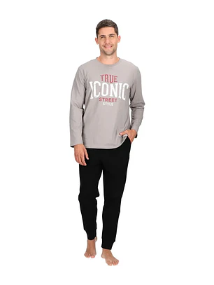 Pijama Largo Algodón Gris
