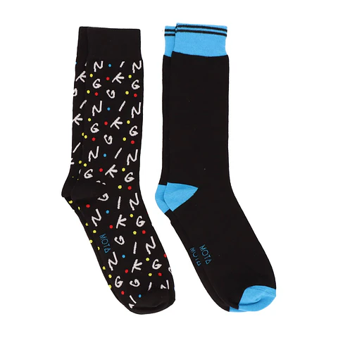 MEDIAS ALGODÓN PACK 2 NEGRO ESTAMPADO
