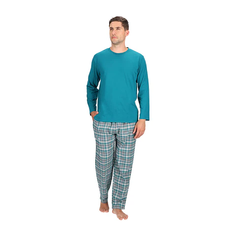 PIJAMA LARGO ALGODÓN CUADROS