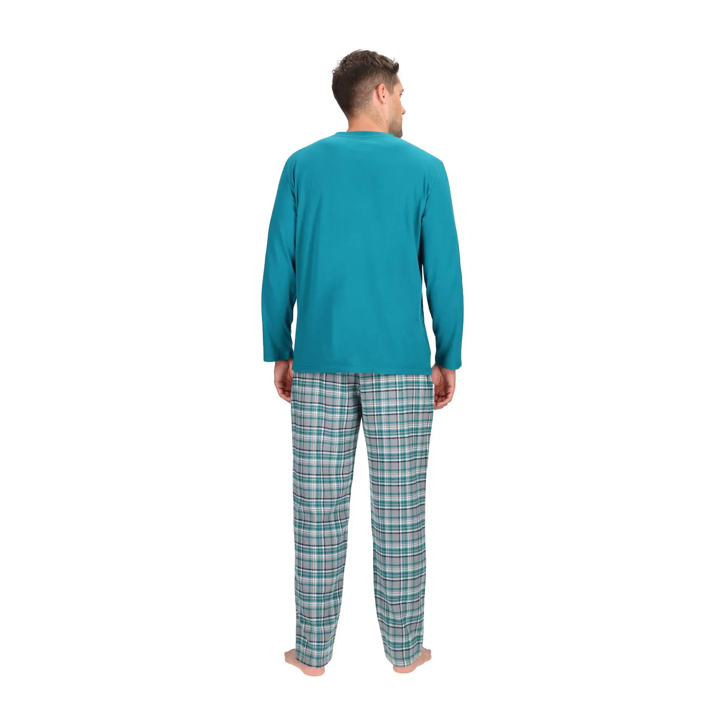 PIJAMA LARGO ALGODÓN CUADROS 3