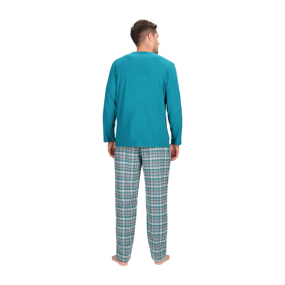 PIJAMA LARGO ALGODÓN CUADROS 3