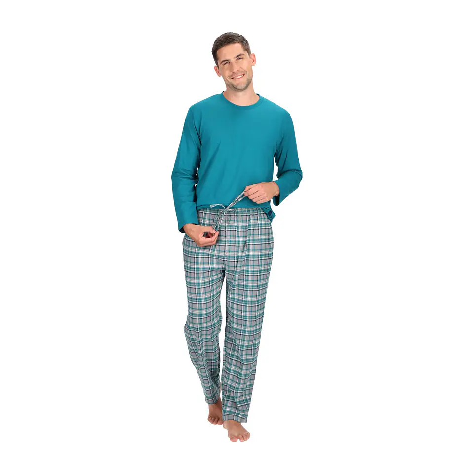 PIJAMA LARGO ALGODÓN CUADROS 5