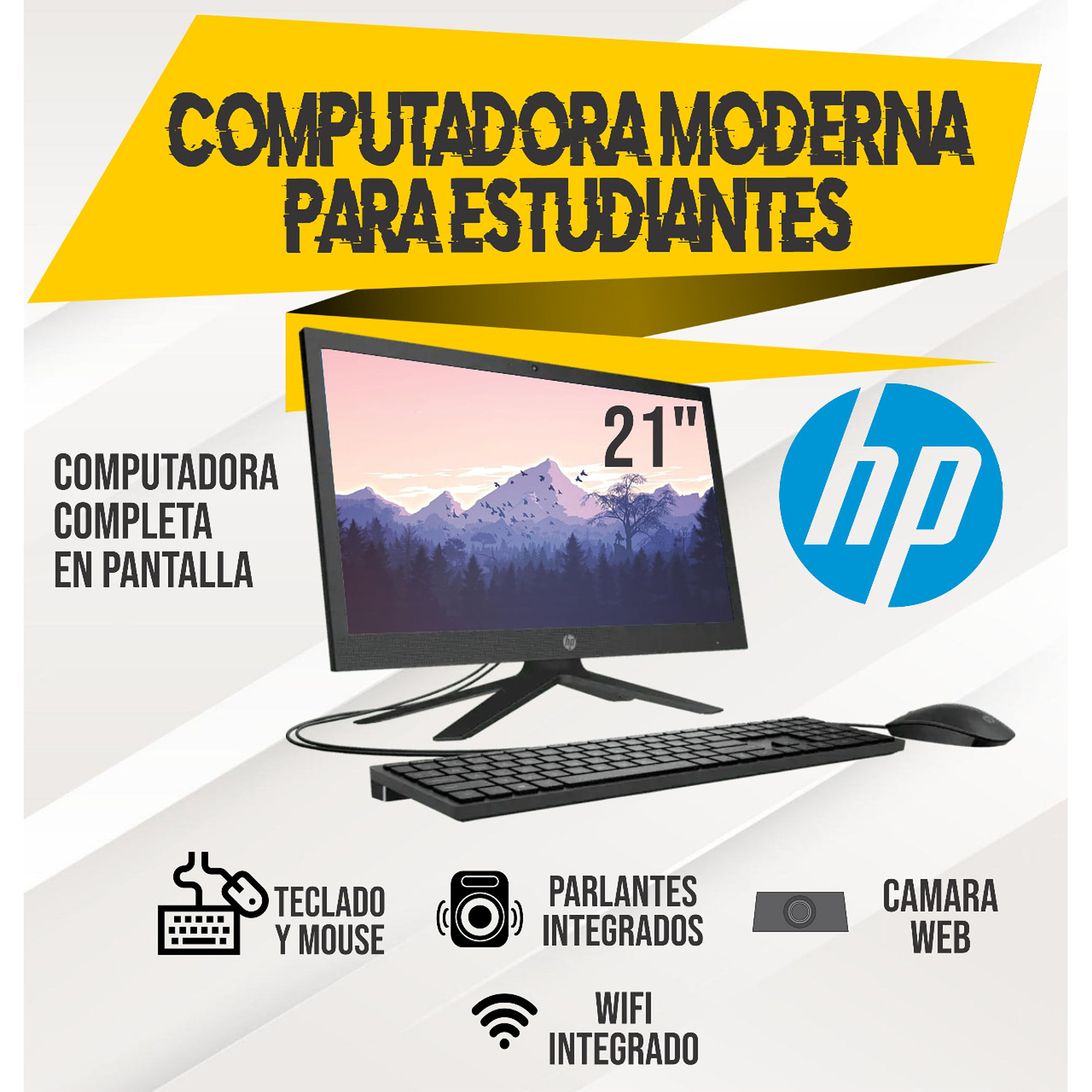 COMPUTADORA MODERNA HP INTEL CEL DUAL CORE J4025 2.0GHZ / RAM 4GB / ALMACENAMIENTO 1TB / PANTALLA 20.7 PULGADAS FULL HD / 200 G8 21 