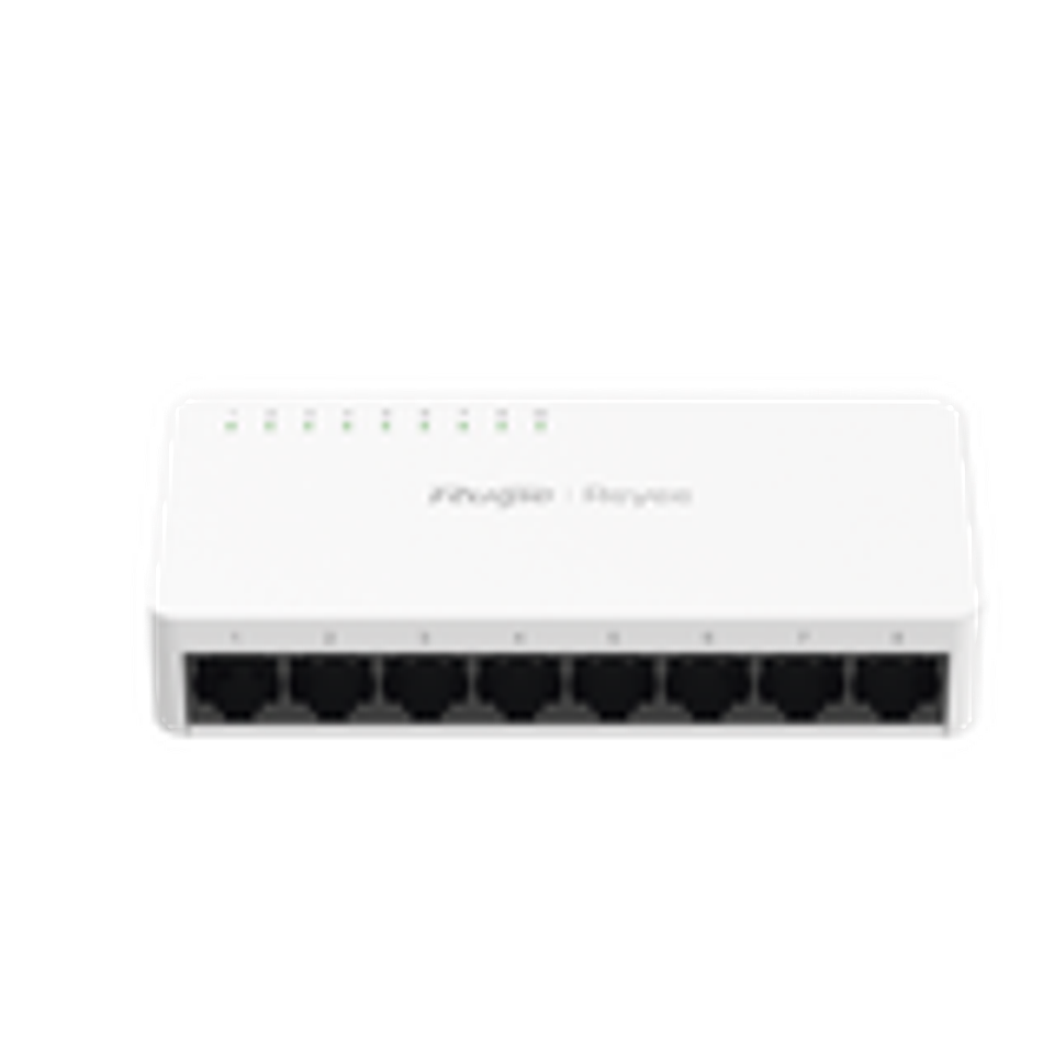 Switch non-PoE de 8 puertos 10/100/1000 Mbps no administrable, visible en Ruijie Cloud, con alta fiabilidad de red 1