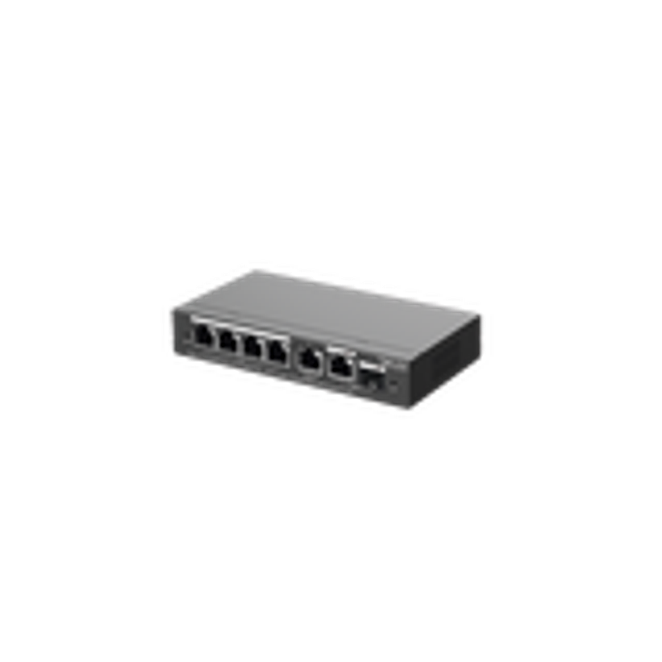Switch Administrable, 6 Puertos Gigabit, 4 Puertos PoE+ 802.3af/at Gigabit, 1 Puerto Gigabit Uplink, 1 Puerto Combo SFP Uplink, Gestion Gratuita desde la Nube,  54W 1