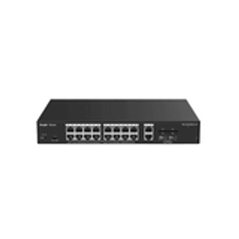 Switch L2 Administrable con 20 puertos Gigabit (16 PoE 802.3af/at) + 2 SFP para fibra 1Gb, gestion gratuita desde la nube, 130w