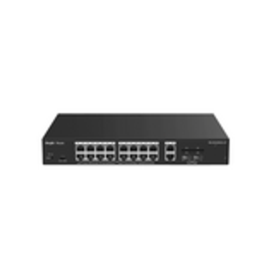 Switch L2 Administrable con 20 puertos Gigabit (16 PoE 802.3af/at) + 2 SFP para fibra 1Gb, gestion gratuita desde la nube, 130w 1