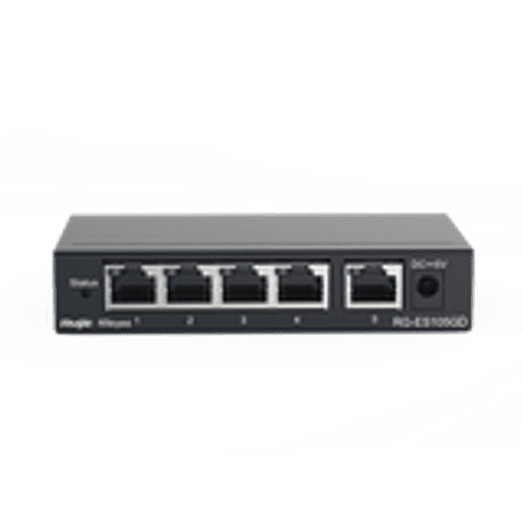 Switch No Gestionado sin PoE de 5 puertos 10/100/1000Mbps