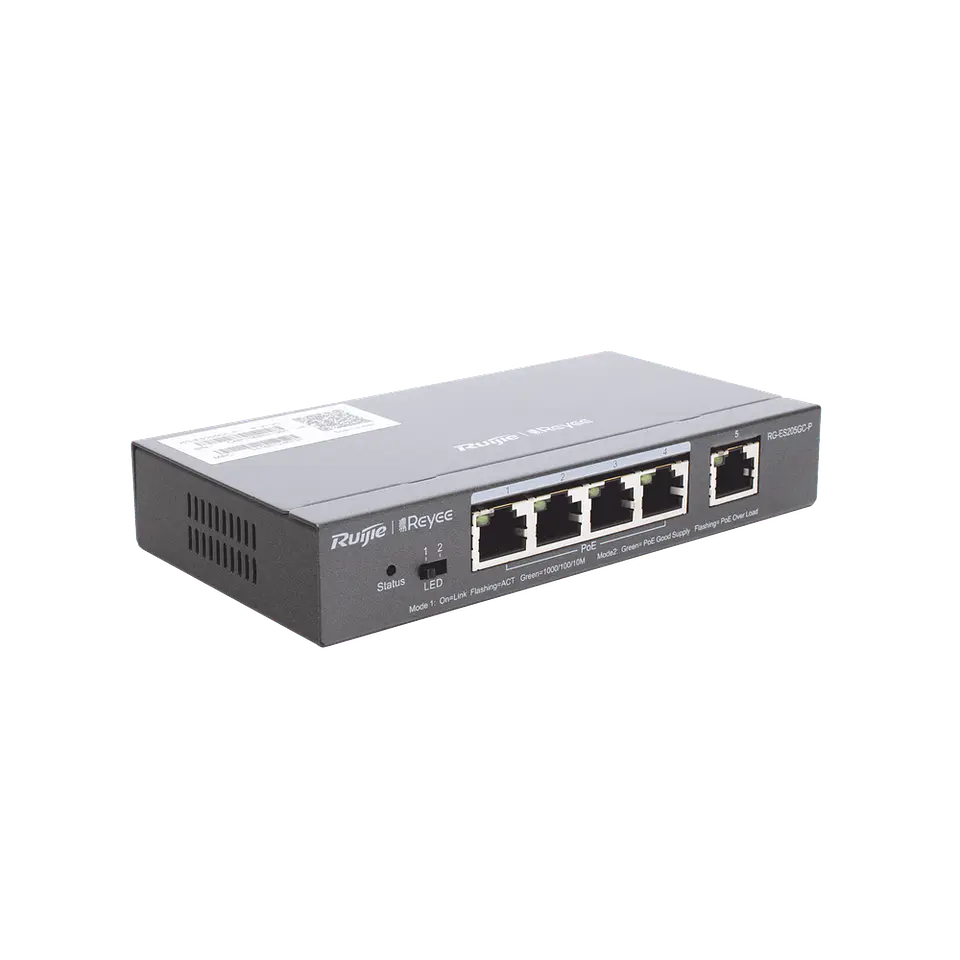 RG-ES205GC-P // Switch PoE Inteligente Administrable en la Nube de 5 Puertos Gigabit 1