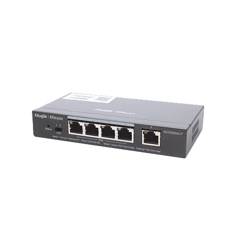 RG-ES205GC-P // Switch PoE Inteligente Administrable en la Nube de 5 Puertos Gigabit