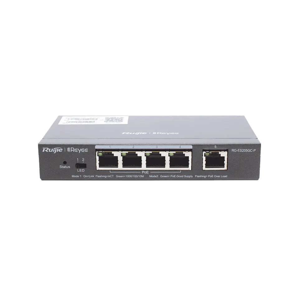 RG-ES205GC-P // Switch PoE Inteligente Administrable en la Nube de 5 Puertos Gigabit 4