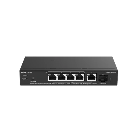 RG-ES206MG-P // Switch Administrable Capa 2 PoE de 5 Puertos