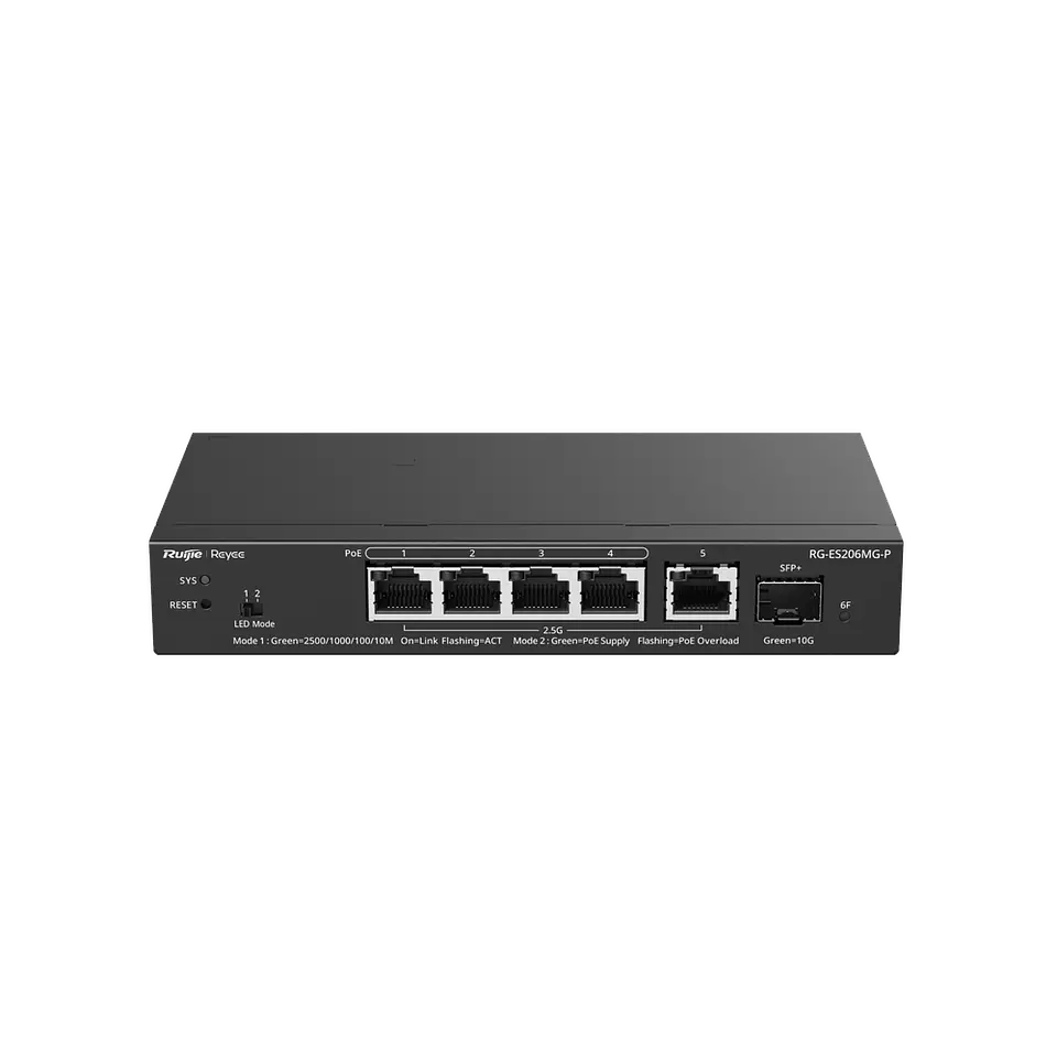 RG-ES206MG-P // Switch Administrable Capa 2 PoE de 5 Puertos 1