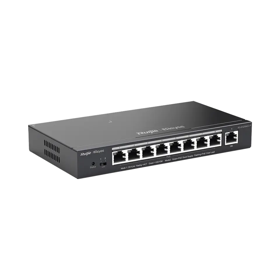 RG-ES209GC-P // Switch PoE gigabit inteligente con 9 puertos gigabit 6