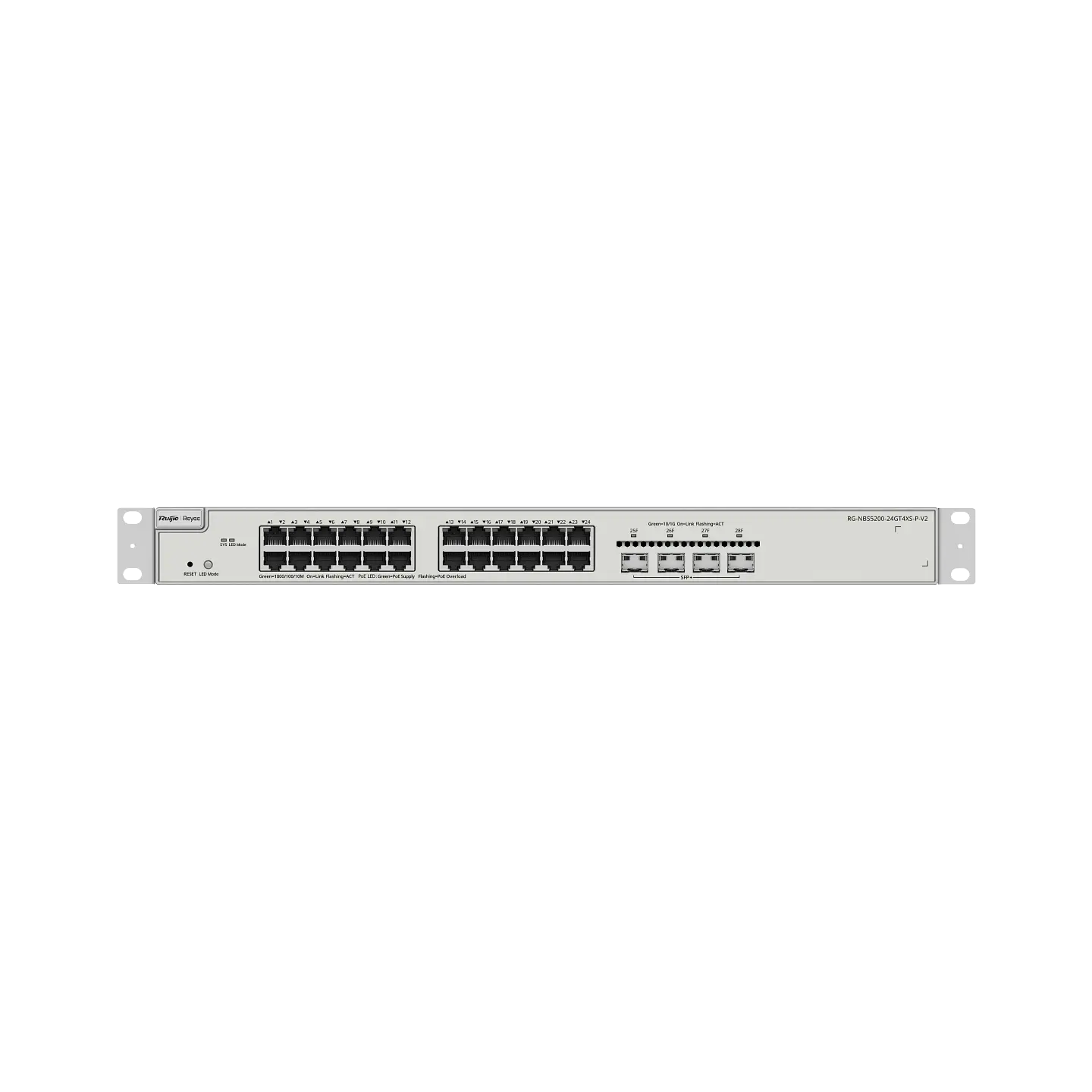 Switch Capa 3 Ruijie RG-NBS5200-24GT4XS-P-V2 24 Puertos Gigabit PoE+ 10G SFP+ 2