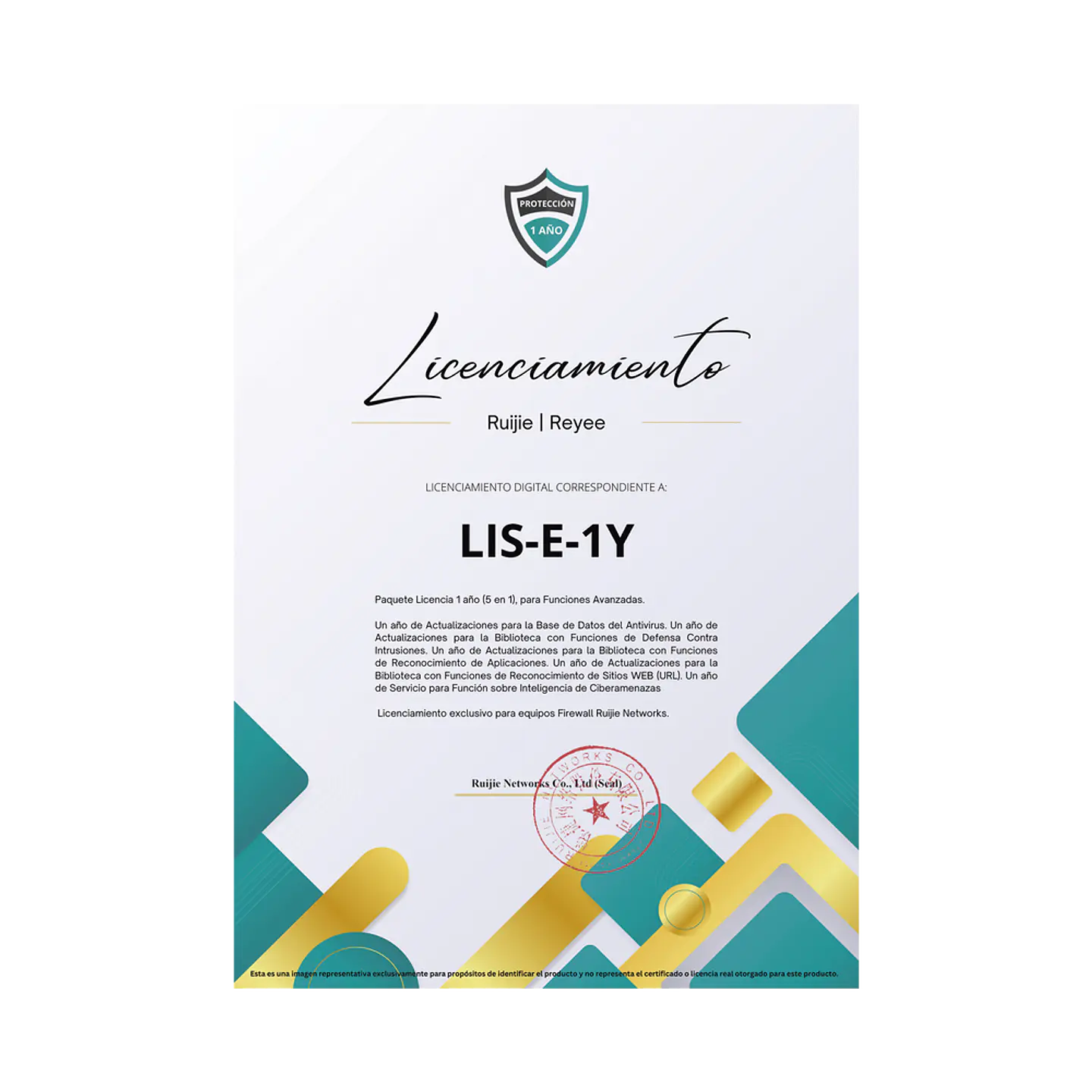Licencia de Seguridad Avanzada Ruijie RG-WALL 1600-Z3200-S-LIS-E-1Y 1