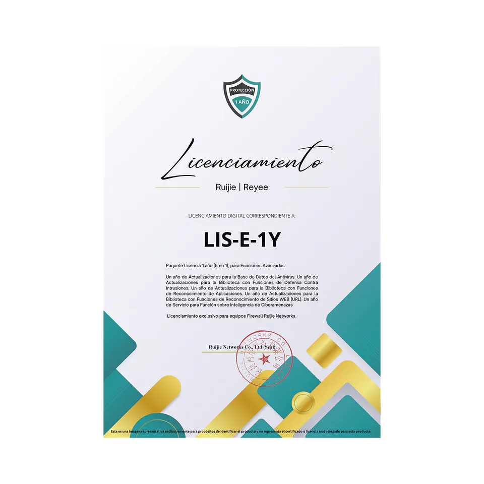 Licencia de Seguridad Avanzada Ruijie RG-WALL 1600-Z3200-S-LIS-E-1Y 1