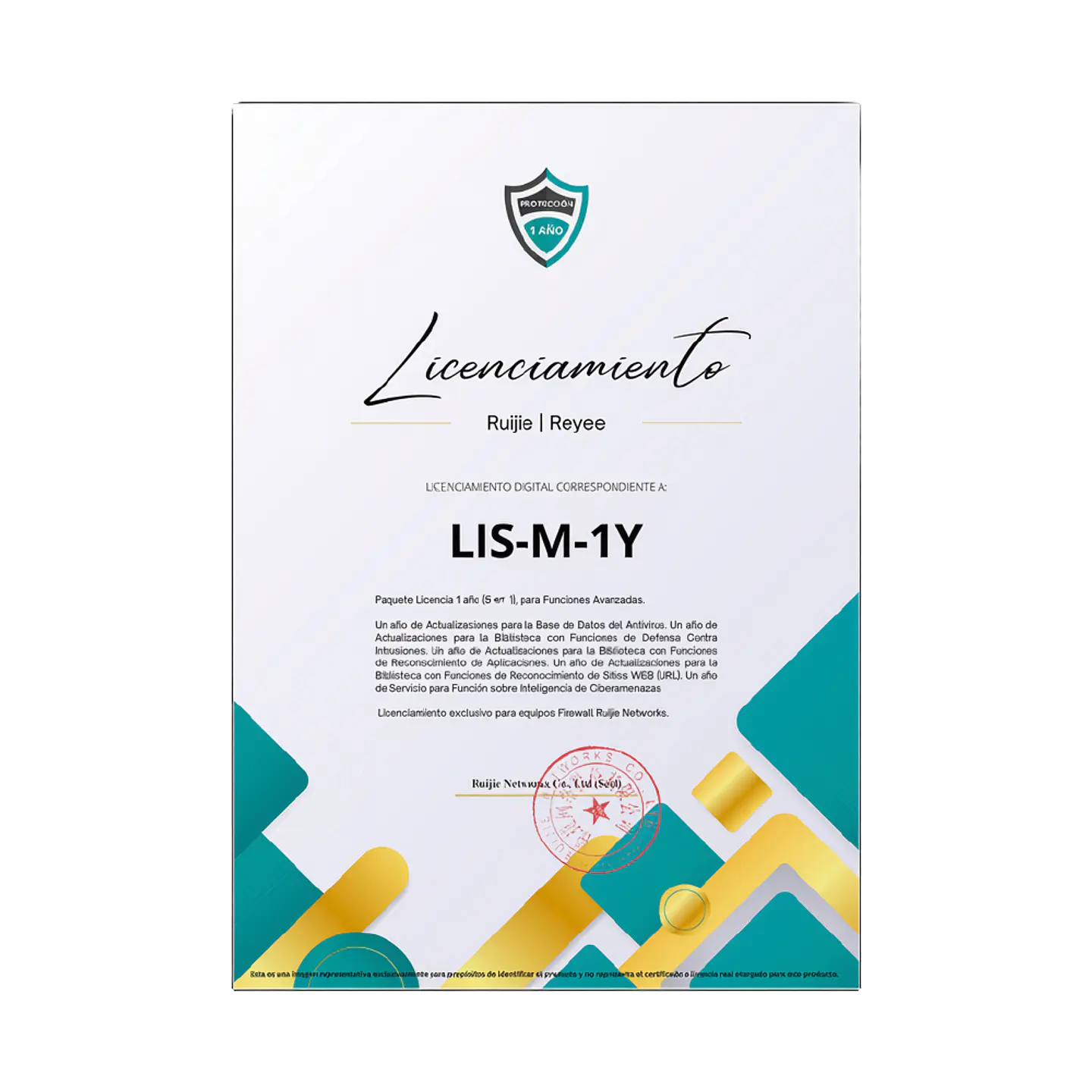 Licencia de Seguridad Estándar Ruijie RG-WALL 1600-Z3200-S-LIS-M-1Y 1