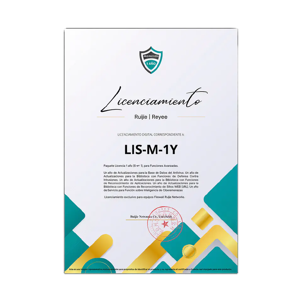 Licencia de Seguridad Estándar Ruijie RG-WALL 1600-Z3200-S-LIS-M-1Y 1