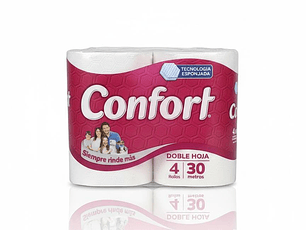 Papel Higiénico Confort Doble Hoja 4X30 mt