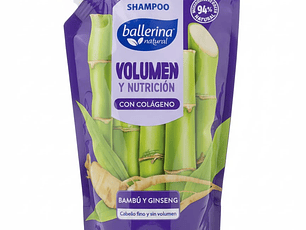 Ballerina Natural Shampoo Volumen y Nutrición 750 ml Colágeno, Bambú y Ginseng