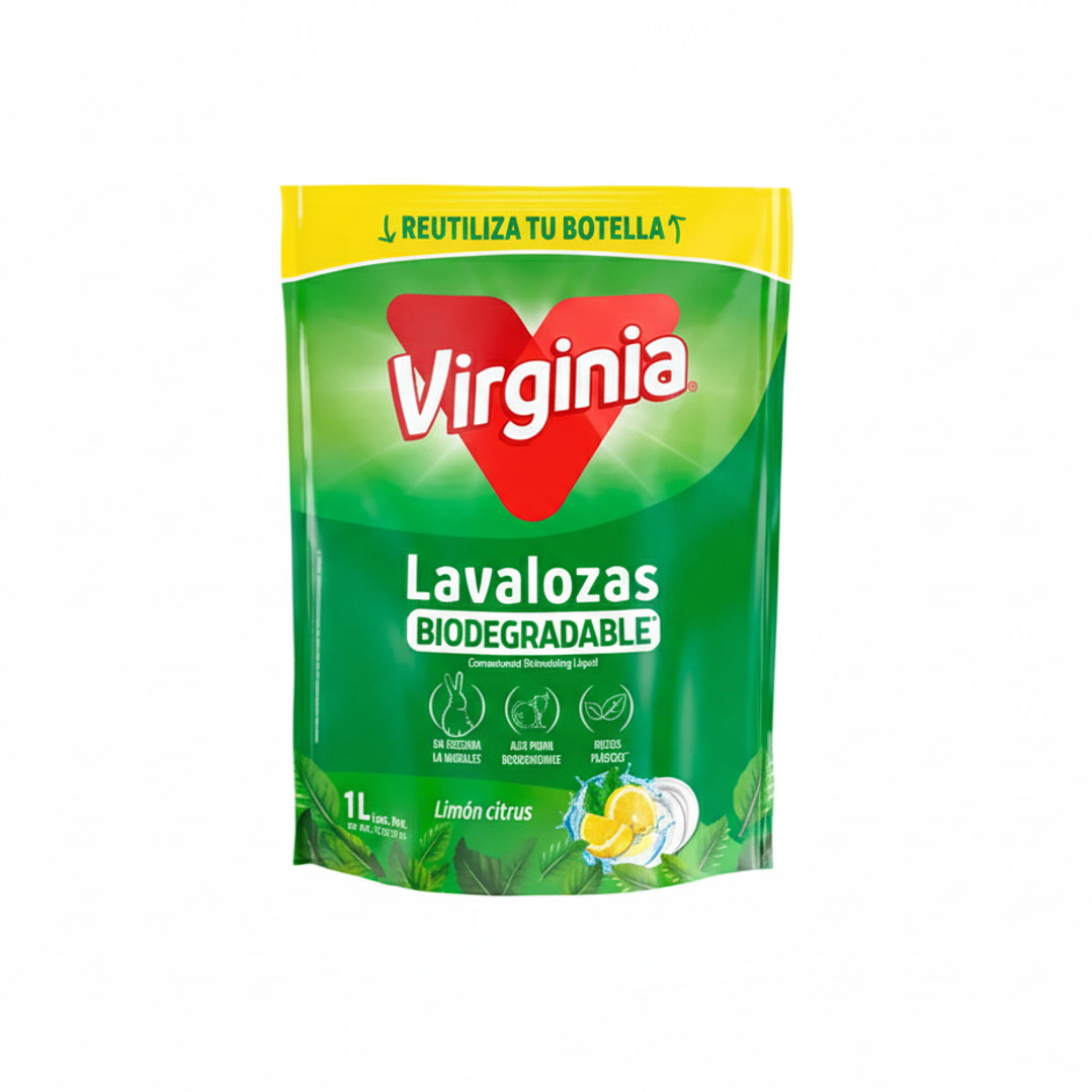 Virginia Lavalozas Biodegradable 1 Litro – Fresco Aroma Limón Cítrico 1