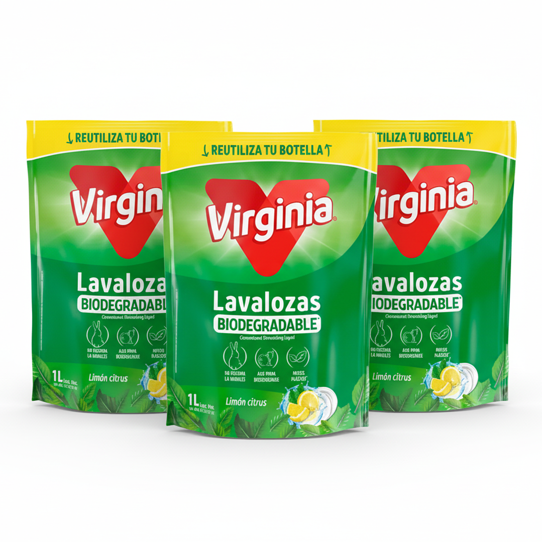 Virginia Lavalozas Biodegradable 1 Litro – Fresco Aroma Limón Cítrico 2