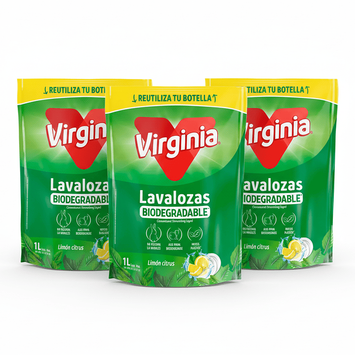 Virginia Lavalozas Biodegradable 1 Litro – Fresco Aroma Limón Cítrico 2
