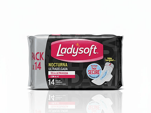 Ladysoft Toalla Higiénica Nocturna Ultradelgada con Alas (Pack x14)