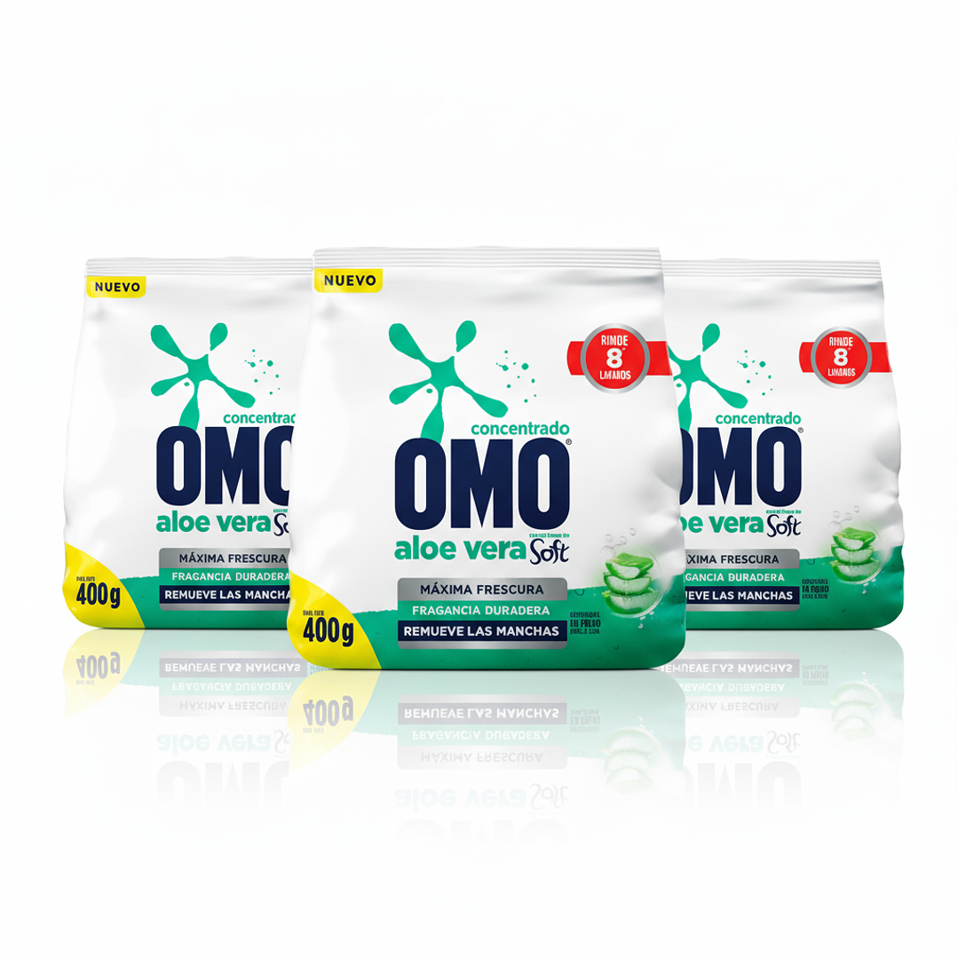 OMO Concentrado Aloe Vera Soft - Detergente en Polvo - Máxima Frescura - 400g 2