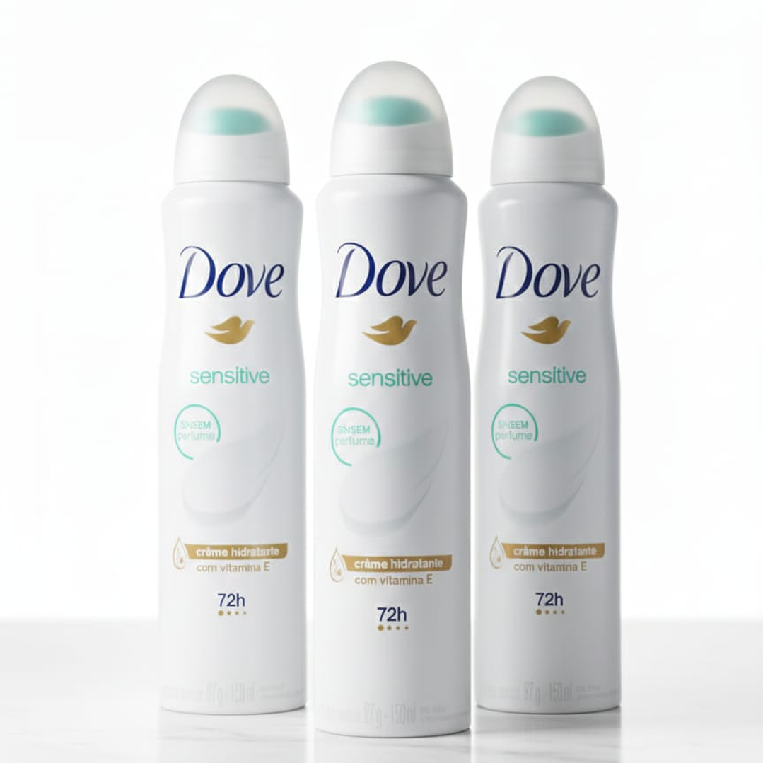 Dove Sensitive Desodorante en Aerosol 150 ml - Sin Perfume, con Crema Hidratante y Vitamina E 2
