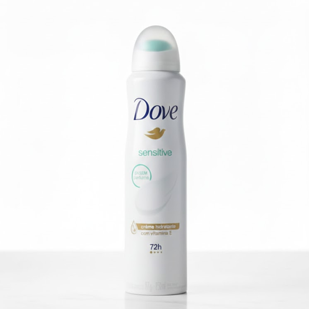 Dove Sensitive Desodorante en Aerosol 150 ml - Sin Perfume, con Crema Hidratante y Vitamina E 1