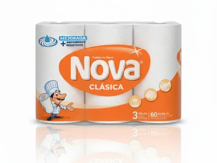 Toalla de Papel Nova Clásica - Pack 3 Rollos de 60 Hojas 