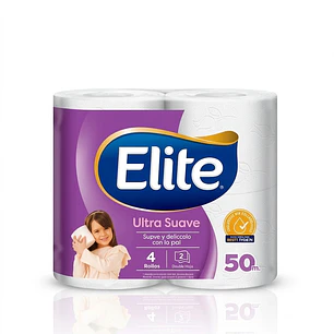 Papel Higiénico Elite Ultra Suave - Pack 4 Rollos de 50 Metros