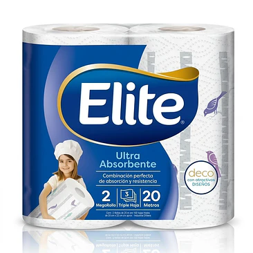 Toalla De Papel Elite Ultra Absorbente Triple Hoja 2x20mt 1