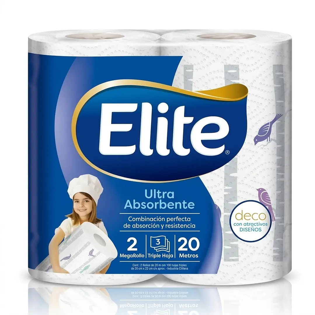 Toalla De Papel Elite Ultra Absorbente Triple Hoja 2x20mt 1