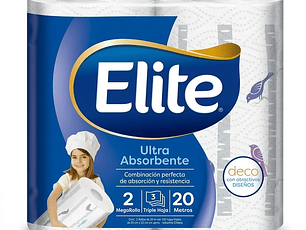 Toalla De Papel Elite Ultra Absorbente Triple Hoja 2x20mt