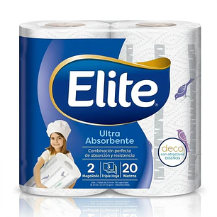 Toalla De Papel Elite Ultra Absorbente Triple Hoja 2x20mt
