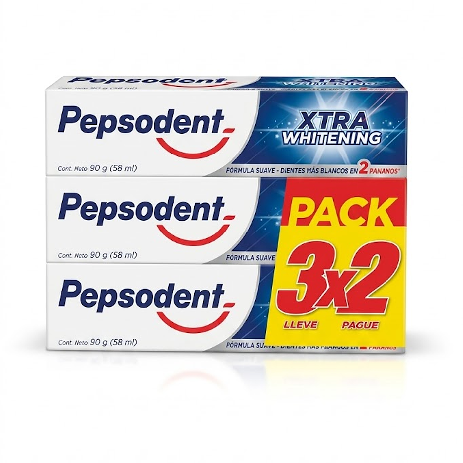 Pack Pasta Dental Pepsodent Xtra Whitening 3x2 - 90g 1