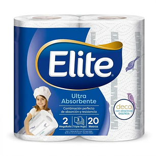 Elite Deco Toalla de Papel Maxi Rollo 2 Unidades 20 Metros