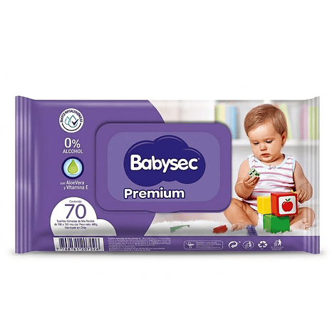 Toallitas Húmedas Babysec Premium - Pack 70 Unidades 1